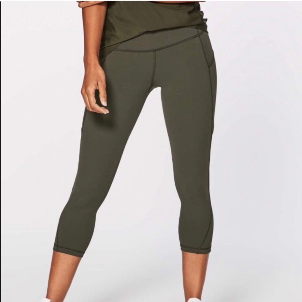 Lululemon size 2 olive green cropped leggings - run on crop leggings 21”